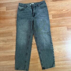 MANGO - Washed Gray Denim Mom Jeans - Size 6